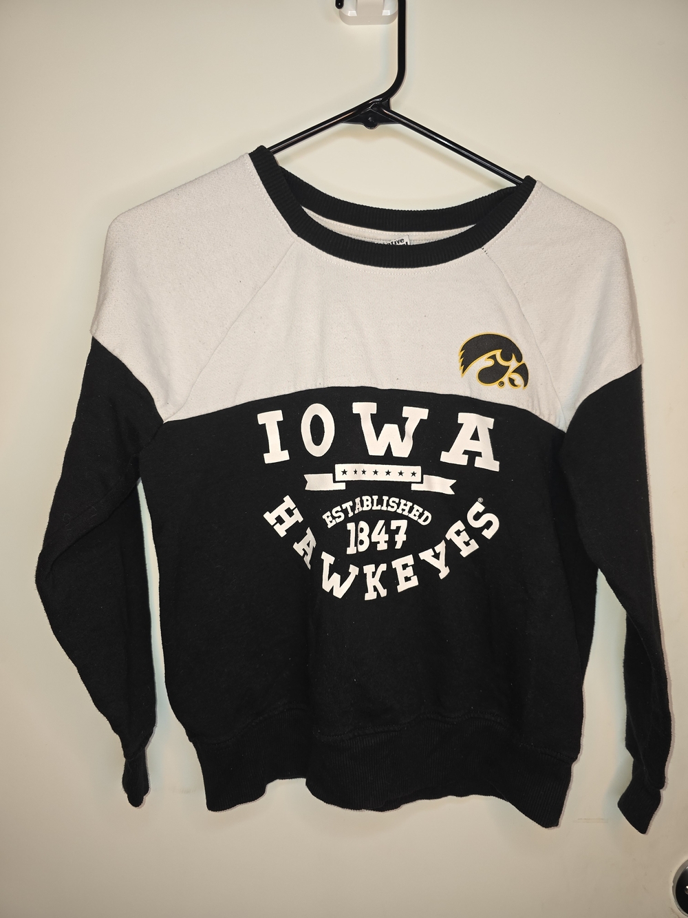 Iowa Hawkeyes Black and White Crewneck Sweatshirt